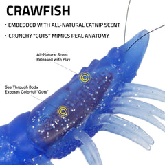 Playology Crawfish toy’s chewy guts entice pouncing and bite-friendly play