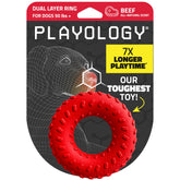 Playology dual layer ring toy showing durable chew design for aggressive chewers
