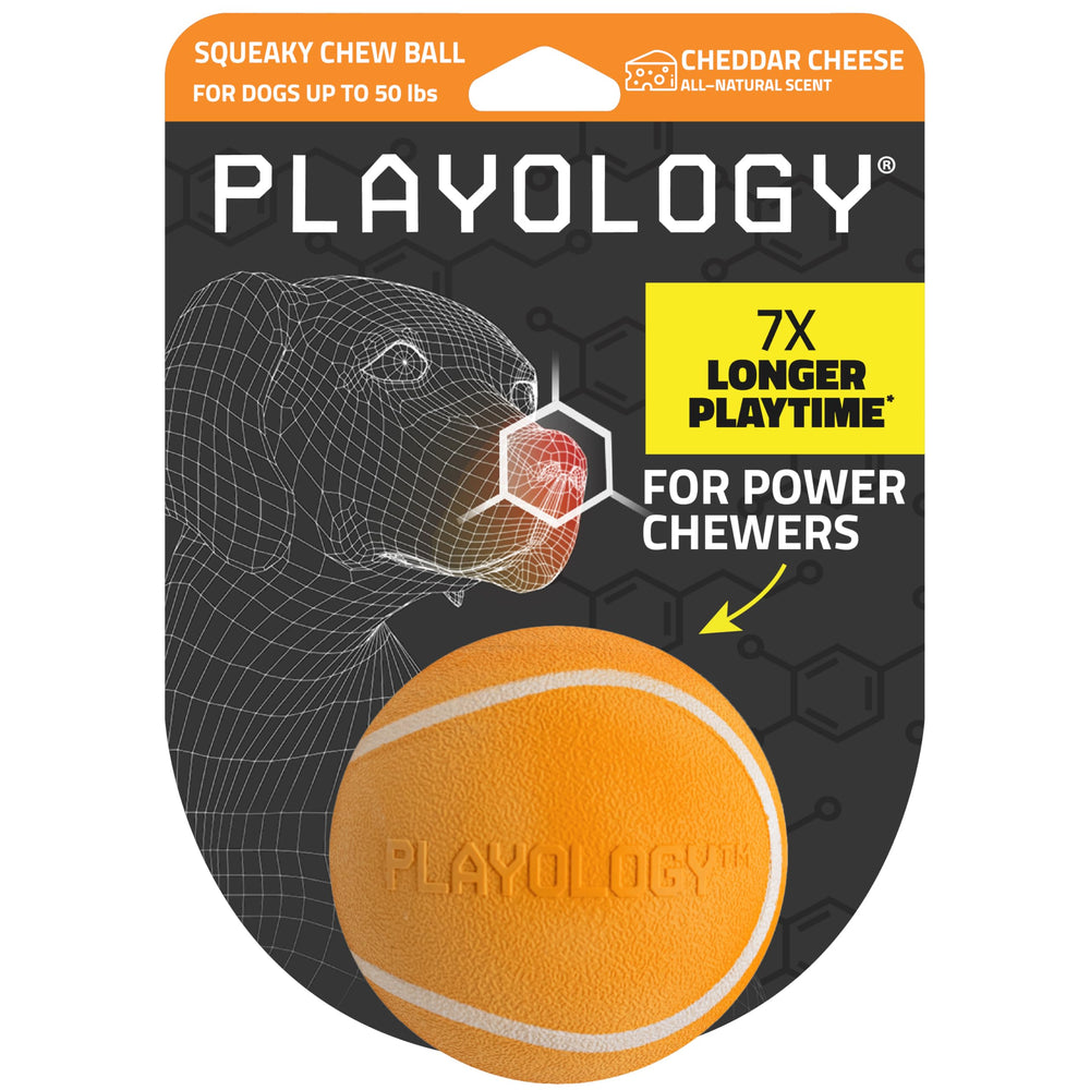 Playology pelota mordedora con chirrido para perros medianos, ideal para juego activo.