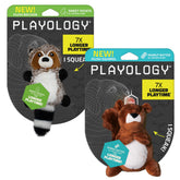 Playology plush raccoon dog-toy engages dogs with squeaks and scent for interactive play