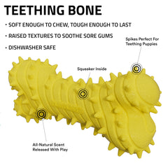 Playology teething bone squeaker adds interactive puppy play.