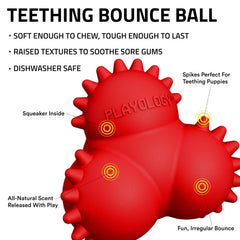Playology Puppy Teething Bounce Ball spikes close-up showing texture for chewing.