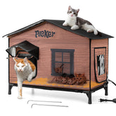 PLEKER 31.5-inch XXL heated outdoor cat house ready for outdoor use, spacious for warm comfort