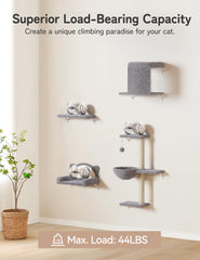 PLEKER wall-mounted cat tree with scratching post for vertical play.