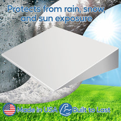 Plexidor image shows lawn irrigation protection, reducing direct sun and rain exposure.