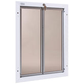 PlexiDor Performance Pet Doors door-mount front view with durable white frame for easy pet access.