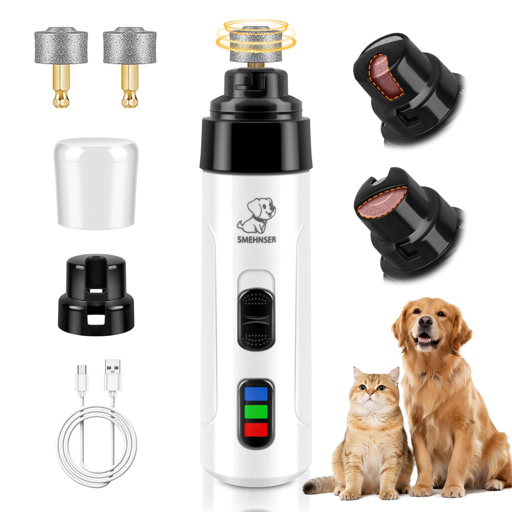 PleySyncz Silent Dog Nail Grinder assembly shows the safe grinding system for precise nail care.