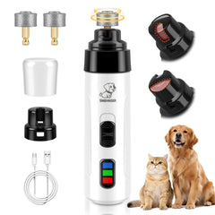 PleySyncz Silent Dog Nail Grinder assembly shows the safe grinding system for precise nail care.