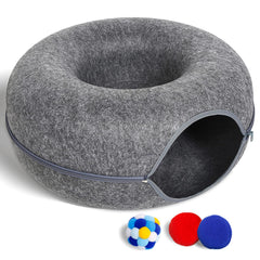PLIISLUP large cat tunnel bed interior showcases cozy donut cave for lounging and play.