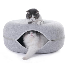 PLIISLUP large cat tunnel bed entrance close-up highlights scratch resistance