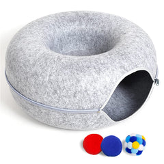 PLIISLUP large cat tunnel bed top view shows spacious hideaway for indoor cats