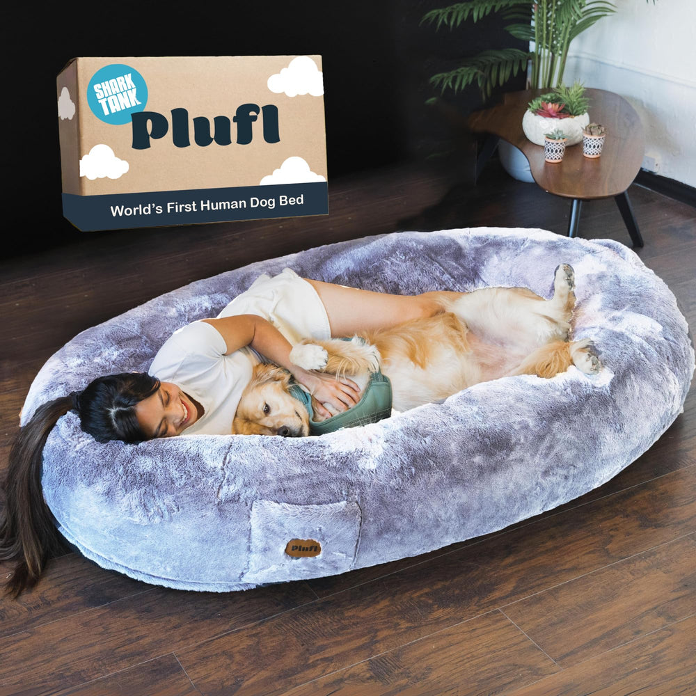 Plufl Arctic Grey exterior close-up showing plush vegan fur for comfortable lounging