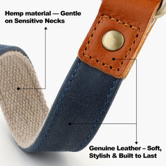 Plutus Pet leather hemp dog collar with quick release for easy daily wear
