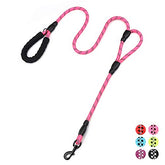 PLUTUS PET rope leash 6ft dual handles pink offers versatile control for walks and training