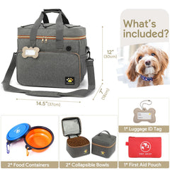 Pmpete dog travel bag grey fits under seat for air travel