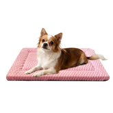 Pobopobo dog bed crate pad with soft plush pink for cozy crate lounging.