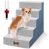 POCBLUE dog stairs front view shows 5-step design for easier bed access