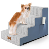 POCBLUE Dog Stairs 4-step grey by the bed helps small dogs reach higher surfaces safely