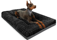 POCBLUE extra-large dog bed rose-velvet cover for cozy naps.