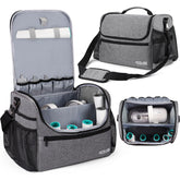 POCDUORG grooming organizer bag top view shows travel-ready organization