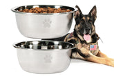 Podinor large dog water bowl 2-pack top view highlighting 128oz capacity for giant dogs.
