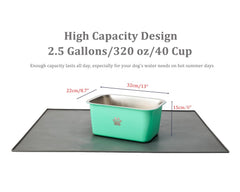 Podinor non-slip base water bowl aqua detail shows stable setup on slippery floors.