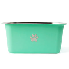 Podinor water bowl 2-5 gallon aqua side view for outdoor large-breed hydration.