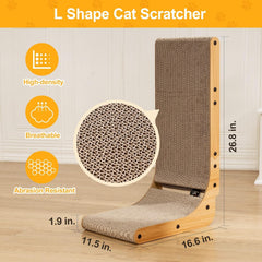 Poils bebe L-shape scratcher side view highlighting 1.9 inch thick durable surface