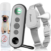 POIIOPY citronella collar remote demonstrates humane training for better leash manners.