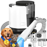 Poit dog grooming vacuum front view shows compact, quiet home grooming setup.