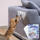 Polamg anti-cat scratch protector tape on sofa shows strong residue-free adhesion.
