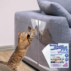 Polamg anti-cat scratch protector tape on sofa shows strong residue-free adhesion.