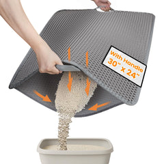 Polarduck cat litter mat honeycomb-design traps litter and reduces floor mess.