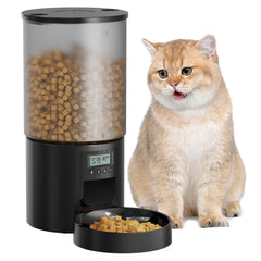 POOEKEN cat feeder 6L capacity showing extended feeding intervals.