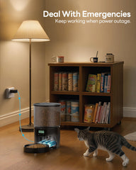 POOEKEN cat feeder with 10-second voice prompt to call pet to eat.