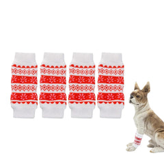 POPETPOP knitted dog leg warmers with snow print provide warm protection during winter walks.