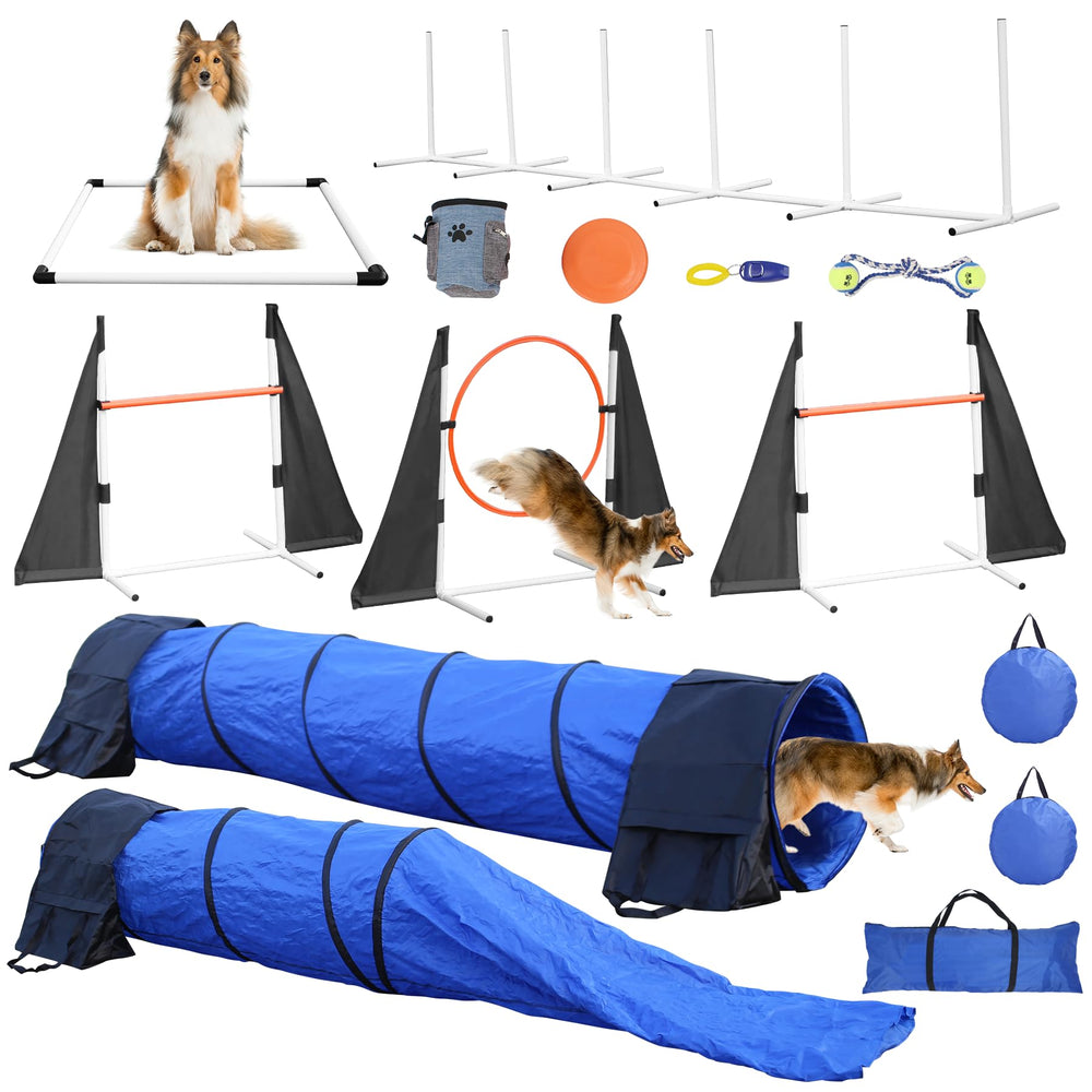 POPMOON agility dog tunnel blue for backyard training and energy burn