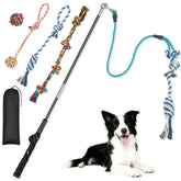 Popoko flirt pole dog teaser wand assembly demonstrates quick setup for outdoor training.