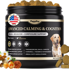 Poppaw advanced calming chews dog tub for easy daily calming routine