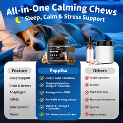 POPPAW Dog Melatonin Chews bacon-flavor close-up encourages nightly calm treats