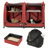 Porayhut Mispace cat cage with two compartments for cozy separation and rest.