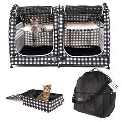 Porayhut Mispace portable twin-compartment cage folded for easy travel and storage