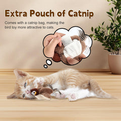 Poreids Chirping Bird Cat Toy soft plush material for durable, gentle fun