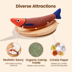 Potaroma Saury Fish crinkle sound invites interactive indoor play
