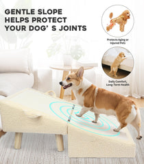 Powerful Xishan wooden pet ramp with sherpa surface for secure footing