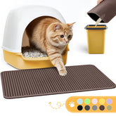 Powools cat litter mat double-layer catcher traps loose litter for easy cleanup.