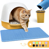 Powools cat litter mat double-layer front view traps litter and protects floors.
