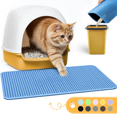 Powools cat litter mat double-layer front view traps litter and protects floors.