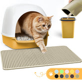 Powools cat litter mat entrance cover shows broad coverage to trap litter at the box