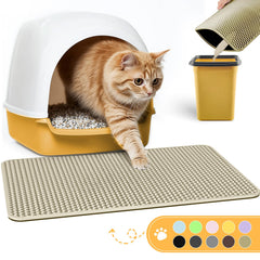 Powools cat litter mat entrance cover shows broad coverage to trap litter at the box